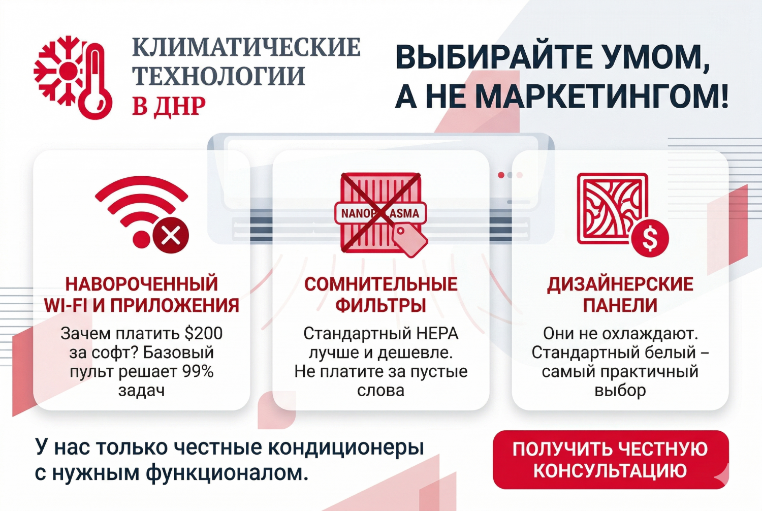 Маркетинговые уловки: как не переплатить за ненужные функции кондиционера Маркетинговые уловки: как не переплатить за ненужные функции кондиционера